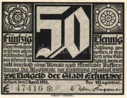 Német Birodalom / Weimari Köztársaság / Erfurt 1921. 50Pf (5x) 5 klf db eredeti tokban, teljes sor T...