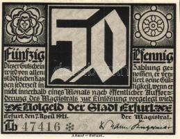 Német Birodalom / Weimari Köztársaság / Erfurt 1921. 50Pf (5x) 5 klf db eredeti tokban, teljes sor T...