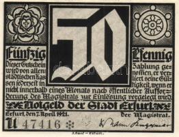 Német Birodalom / Weimari Köztársaság / Erfurt 1921. 50Pf (5x) 5 klf db eredeti tokban, teljes sor T...