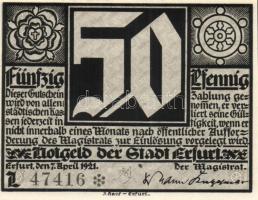Német Birodalom / Weimari Köztársaság / Erfurt 1921. 50Pf (5x) 5 klf db eredeti tokban, teljes sor T...