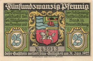 Német Birodalom / Weimari Köztársaság / Brunsbüttelkoog 1922. 25Pf + 50Pf + 75Pf + 1M 4 klf db, teljes sor T:I