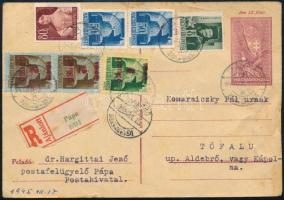 1945 (2. díjszabás) Ajánlott levelezőlap vegyes bérmentesítéssel