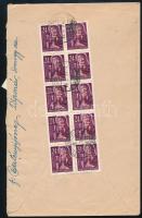 1946 (16. díjszabás) Levél Betűs Ajánlás/24f 10-es tömbbel bérmentesítve