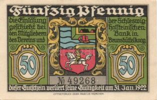 Német Birodalom / Weimari Köztársaság / Brunsbüttelkoog 1922. 25Pf + 50Pf + 75Pf + 1M 4 klf db, telj...