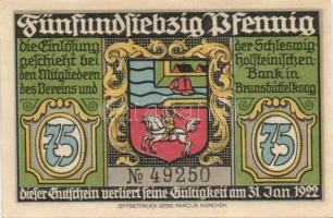 Német Birodalom / Weimari Köztársaság / Brunsbüttelkoog 1922. 25Pf + 50Pf + 75Pf + 1M 4 klf db, telj...