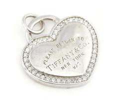 Ezüst(Ag) szív medál Tiffany jelzéssel, 2×2 cm, nettó: 2,6 g
