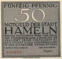 Német Birodalom / Weimari Köztársaság / Hameln 1921. 25Pf + 50Pf + 75Pf + 1M 4 klf db, teljes sor T:...