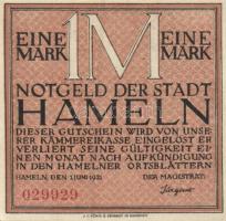 Német Birodalom / Weimari Köztársaság / Hameln 1921. 25Pf + 50Pf + 75Pf + 1M 4 klf db, teljes sor T:...