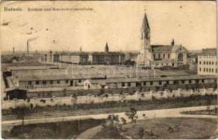 1915 Ceské Budejovice, Budweis; Baraken und Rekonvaleszentenheim / K.u.K. military barracks and convalescent home (pinholes)