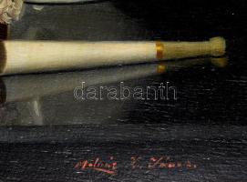 Molnár Z. János (1880-1960): Csendélet. Olaj, fa, jelezve jobbra lent. Dekoratív, kissé sérült faker...