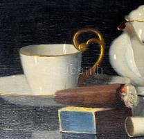 Molnár Z. János (1880-1960): Csendélet. Olaj, fa, jelezve jobbra lent. Dekoratív, kissé sérült faker...