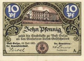 Német Birodalom / Weimari Köztársaság / Sulza 1921. 10Pf + 25Pf + 50Pf (2x) + 75Pf (2x) 6 klf db, te...