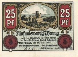 Német Birodalom / Weimari Köztársaság / Sulza 1921. 10Pf + 25Pf + 50Pf (2x) + 75Pf (2x) 6 klf db, te...