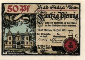 Német Birodalom / Weimari Köztársaság / Sulza 1921. 10Pf + 25Pf + 50Pf (2x) + 75Pf (2x) 6 klf db, te...