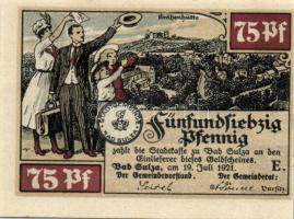 Német Birodalom / Weimari Köztársaság / Sulza 1921. 10Pf + 25Pf + 50Pf (2x) + 75Pf (2x) 6 klf db, te...