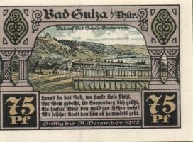 Német Birodalom / Weimari Köztársaság / Sulza 1921. 10Pf + 25Pf + 50Pf (2x) + 75Pf (2x) 6 klf db, te...