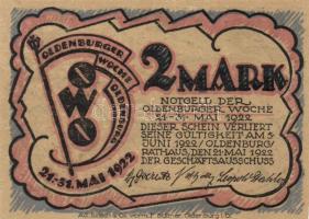 Német Birodalom / Weimari Köztársaság / Oldenburg 1922. 1M (2x) + 2M (2x) + 3M (2x) 6 klf db, teljes...