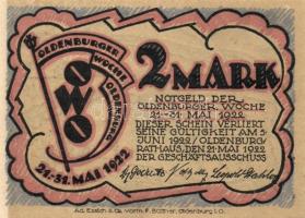 Német Birodalom / Weimari Köztársaság / Oldenburg 1922. 1M (2x) + 2M (2x) + 3M (2x) 6 klf db, teljes...