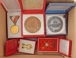 10db-os szocialista kitüntetés, jelvény, emlékérem tétel tokokkal, több adományozói okirattal és egy bizonyítvánnyal, közte "Honvédelmi Érdemérem 15 és 20 év után" fém kitüntetések + "A Tanács Kiváló Dolgozója" fém jelvény + ~1980. "Csongrád Megyei Tanács Végrehajtóbizottsága, Szeged - 10 éves tanácsi munkáért" kétoldalas bronz emlékérem (70mm) T:1,1-