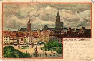 1900 Strasbourg, Strassburg; Kleberplatz / square. Velten's Künstlerpostkarte No. 285. litho s: F. Hoch