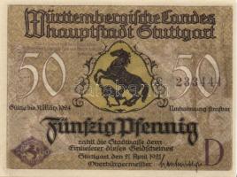 Német Birodalom / Weimari Köztársaság / Stuttgart 1921. 50Pf (4x) 4 klf db, teljes sor T:I