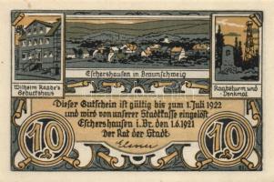 Német Birodalom / Weimari Köztársaság / Eschershausen 1921. 10Pf + 25Pf + 50Pf + 75Pf + 1M + 2M 4 klf db, teljes sor T:I