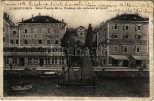 1926 Mali Losinj, Lussinpiccolo; Hotel Pension Italia, Prossimo allo scalo dei piroscafi / hotel (kis szakadás / small tear)