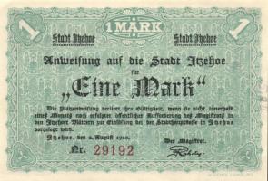 Német Birodalom / Weimari Köztársaság / Itzehoe 1920. 25Pf + 50Pf + 1M 3 klf db, teljes sor T:I