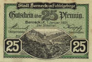 Német Birodalom / Weimari Köztársaság / Berneck 1921. 10Pf + 25Pf + 50Pf 3 klf db, teljes sor T:I