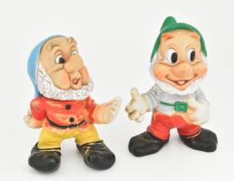 2 darab régi Disney törp figura. Gumi, jelzett, kopott, m: 22-24 cm