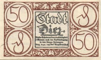 Német Birodalom / Weimari Köztársaság / Diez 1920. 10Pf + 25Pf + 50Pf 3 klf db, teljes sor T:I