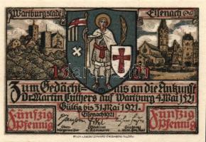 Német Birodalom / Weimari Köztársaság / Eisenach 1921. 50Pf (6x) 6 klf db, teljes sor T:I