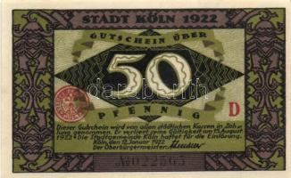 Német Birodalom / Weimari Köztársaság / Köln 1922. 50Pf (3x) 3 klf db, teljes sor T:I