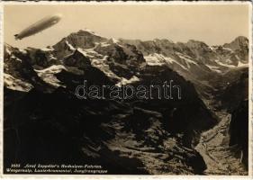 Graf Zeppelin's Hochalpen-Fahrten. Wengernalp, Lauterbrunnental, Jungfraugruppe / Graf Zeppelin airship over the Alps, Graf Zeppelin léghajó az Alpok fölött.