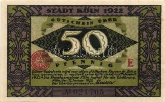 Német Birodalom / Weimari Köztársaság / Köln 1922. 50Pf (3x) 3 klf db, teljes sor T:I