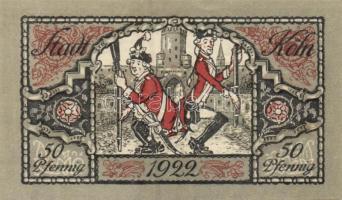 Német Birodalom / Weimari Köztársaság / Köln 1922. 50Pf (3x) 3 klf db, teljes sor T:I