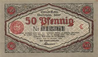 Német Birodalom / Weimari Köztársaság / Köln 1922. 50Pf (3x) 3 klf db, teljes sor T:I