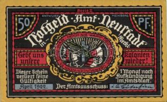 Német Birodalom / Weimari Köztársaság / Neustadt 1922. 50Pf (2x) + 75Pf (2x) 4 klf db, teljes sor T:...