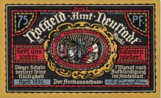 Német Birodalom / Weimari Köztársaság / Neustadt 1922. 50Pf (2x) + 75Pf (2x) 4 klf db, teljes sor T:...