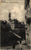Genova, Genoa; Via Montaldo e Castello Makenzie / street view, castle