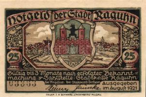 Német Birodalom / Weimari Köztársaság / Raguhn 1921. 25Pf (6x) + 50Pf (6x) 12 klf db, teljes sor T:I