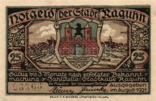 Német Birodalom / Weimari Köztársaság / Raguhn 1921. 25Pf (6x) + 50Pf (6x) 12 klf db, teljes sor T:I