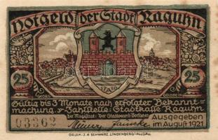 Német Birodalom / Weimari Köztársaság / Raguhn 1921. 25Pf (6x) + 50Pf (6x) 12 klf db, teljes sor T:I