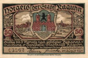 Német Birodalom / Weimari Köztársaság / Raguhn 1921. 25Pf (6x) + 50Pf (6x) 12 klf db, teljes sor T:I