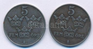 Svédország 1948-1949. 5ö Fe (2xklf) T:XF,VF Sweden 1948-1949. 5 Öre Fe (2xdiff) C:XF,VF Krause KM#81...