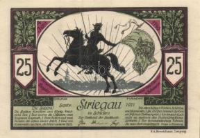 Német Birodalom / Weimari Köztársaság / Striegau 1921. 25Pf (2x) + 50Pf (2x) + 75Pf (2x) 6 klf db, t...