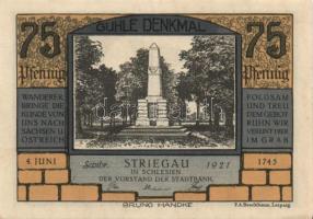 Német Birodalom / Weimari Köztársaság / Striegau 1921. 25Pf (2x) + 50Pf (2x) + 75Pf (2x) 6 klf db, t...