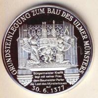 NSZK 1977. "600 éves az ulmi apátság" Ag 25g emlékérem tanúsítvánnyal T:PP