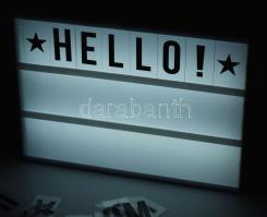 Világító üzenődoboz, berakható betűkkel, dobozában, 22x30 cm