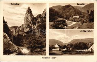 Szádelő, Zádiel; Szádellői-völgy, Cukorsüveg, Turistaház, Völgy bejárata. Tobák fényképész felvételei / valley, mountain rock, tourist house